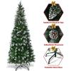 imageGoplus 6ft PreLit Pencil Christmas Tree Artificial Hinged Xmas Tree with 580 Flocked Frosted Tips 280 WarmWhite LED Lights Metal Stand Fake Slim Christmas Trees for Office Home Decoration75ft  Unlit