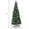 imageGoplus 6ft PreLit Pencil Christmas Tree Artificial Hinged Xmas Tree with 580 Flocked Frosted Tips 280 WarmWhite LED Lights Metal Stand Fake Slim Christmas Trees for Office Home Decoration6ft  Unlit