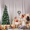 imageGoplus 6ft PreLit Pencil Christmas Tree Artificial Hinged Xmas Tree with 580 Flocked Frosted Tips 280 WarmWhite LED Lights Metal Stand Fake Slim Christmas Trees for Office Home Decoration6ft  Unlit