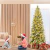 imageGoplus 6ft PreLit Pencil Christmas Tree Artificial Hinged Xmas Tree with 580 Flocked Frosted Tips 280 WarmWhite LED Lights Metal Stand Fake Slim Christmas Trees for Office Home Decoration75ft  Prelit