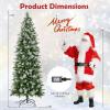 imageGoplus 6ft PreLit Pencil Christmas Tree Artificial Hinged Xmas Tree with 580 Flocked Frosted Tips 280 WarmWhite LED Lights Metal Stand Fake Slim Christmas Trees for Office Home Decoration75ft  Prelit
