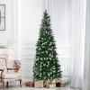 imageGoplus 6ft PreLit Pencil Christmas Tree Artificial Hinged Xmas Tree with 580 Flocked Frosted Tips 280 WarmWhite LED Lights Metal Stand Fake Slim Christmas Trees for Office Home Decoration6ft  Unlit