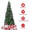 imageGoplus 6ft PreLit Pencil Christmas Tree Artificial Hinged Xmas Tree with 580 Flocked Frosted Tips 280 WarmWhite LED Lights Metal Stand Fake Slim Christmas Trees for Office Home Decoration5ft  Unlit