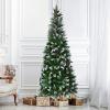 imageGoplus 6ft PreLit Pencil Christmas Tree Artificial Hinged Xmas Tree with 580 Flocked Frosted Tips 280 WarmWhite LED Lights Metal Stand Fake Slim Christmas Trees for Office Home Decoration5ft  Unlit