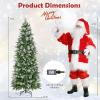 imageGoplus 6ft PreLit Pencil Christmas Tree Artificial Hinged Xmas Tree with 580 Flocked Frosted Tips 280 WarmWhite LED Lights Metal Stand Fake Slim Christmas Trees for Office Home Decoration6ft  Prelit
