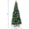 imageGoplus 6ft PreLit Pencil Christmas Tree Artificial Hinged Xmas Tree with 580 Flocked Frosted Tips 280 WarmWhite LED Lights Metal Stand Fake Slim Christmas Trees for Office Home Decoration5ft  Unlit