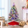 imageGoplus 6ft PreLit Snow Flocked Christmas Tree Artificial Hinged Xmas Tree with 240 MultiColor LED Lights 8 Lighting Modes 850 Branch Tips Pine Needles Pine Cones Holiday Office Home Dcor45 FT