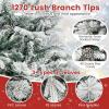 imageGoplus 6ft PreLit Snow Flocked Christmas Tree Artificial Hinged Xmas Tree with 240 MultiColor LED Lights 8 Lighting Modes 850 Branch Tips Pine Needles Pine Cones Holiday Office Home Dcor7ft