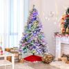 imageGoplus 6ft PreLit Snow Flocked Christmas Tree Artificial Hinged Xmas Tree with 240 MultiColor LED Lights 8 Lighting Modes 850 Branch Tips Pine Needles Pine Cones Holiday Office Home Dcor6 FT