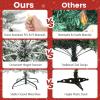 imageGoplus 6ft PreLit Snow Flocked Christmas Tree Artificial Hinged Xmas Tree with 240 MultiColor LED Lights 8 Lighting Modes 850 Branch Tips Pine Needles Pine Cones Holiday Office Home Dcor6 FT