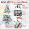 imageGoplus 6ft PreLit Snow Flocked Christmas Tree Artificial Hinged Xmas Tree with 240 MultiColor LED Lights 8 Lighting Modes 850 Branch Tips Pine Needles Pine Cones Holiday Office Home Dcor45 FT