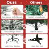 imageGoplus 6ft PreLit Snow Flocked Christmas Tree Artificial Hinged Xmas Tree with 240 MultiColor LED Lights 8 Lighting Modes 850 Branch Tips Pine Needles Pine Cones Holiday Office Home Dcor7ft
