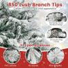 imageGoplus 6ft PreLit Snow Flocked Christmas Tree Artificial Hinged Xmas Tree with 240 MultiColor LED Lights 8 Lighting Modes 850 Branch Tips Pine Needles Pine Cones Holiday Office Home Dcor6 FT
