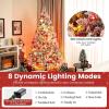imageGoplus 6ft PreLit Snow Flocked Christmas Tree Artificial Hinged Xmas Tree with 240 MultiColor LED Lights 8 Lighting Modes 850 Branch Tips Pine Needles Pine Cones Holiday Office Home Dcor7ft