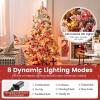 imageGoplus 6ft PreLit Snow Flocked Christmas Tree Artificial Hinged Xmas Tree with 240 MultiColor LED Lights 8 Lighting Modes 850 Branch Tips Pine Needles Pine Cones Holiday Office Home Dcor6 FT