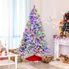 imageGoplus 6ft PreLit Snow Flocked Christmas Tree Artificial Hinged Xmas Tree with 240 MultiColor LED Lights 8 Lighting Modes 850 Branch Tips Pine Needles Pine Cones Holiday Office Home Dcor7ft