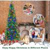 imageGoplus 75ft PreLit Blue Slim Pencil Christmas Tree Artificial Hinged Skinny Xmas Tree with 250 Warm White ampamp Multicolored LED Lights 9 Modes 724 Branch Tips Metal Stand Home Office DecorationGreen