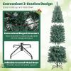 imageGoplus 75ft PreLit Blue Slim Pencil Christmas Tree Artificial Hinged Skinny Xmas Tree with 250 Warm White ampamp Multicolored LED Lights 9 Modes 724 Branch Tips Metal Stand Home Office DecorationBlue