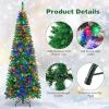 imageGoplus 75ft PreLit Blue Slim Pencil Christmas Tree Artificial Hinged Skinny Xmas Tree with 250 Warm White ampamp Multicolored LED Lights 9 Modes 724 Branch Tips Metal Stand Home Office DecorationGreen