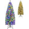 imageGoplus 75ft PreLit Blue Slim Pencil Christmas Tree Artificial Hinged Skinny Xmas Tree with 250 Warm White ampamp Multicolored LED Lights 9 Modes 724 Branch Tips Metal Stand Home Office DecorationBlue