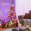 imageGoplus 75ft PreLit Blue Slim Pencil Christmas Tree Artificial Hinged Skinny Xmas Tree with 250 Warm White ampamp Multicolored LED Lights 9 Modes 724 Branch Tips Metal Stand Home Office DecorationGreen
