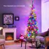 imageGoplus 75ft PreLit Blue Slim Pencil Christmas Tree Artificial Hinged Skinny Xmas Tree with 250 Warm White ampamp Multicolored LED Lights 9 Modes 724 Branch Tips Metal Stand Home Office DecorationGreen
