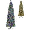 imageGoplus 75ft PreLit Blue Slim Pencil Christmas Tree Artificial Hinged Skinny Xmas Tree with 250 Warm White ampamp Multicolored LED Lights 9 Modes 724 Branch Tips Metal Stand Home Office DecorationBlue