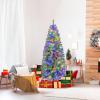 imageGoplus 75ft PreLit Blue Slim Pencil Christmas Tree Artificial Hinged Skinny Xmas Tree with 250 Warm White ampamp Multicolored LED Lights 9 Modes 724 Branch Tips Metal Stand Home Office DecorationBlue