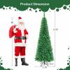 imageGoplus 75ft PreLit Blue Slim Pencil Christmas Tree Artificial Hinged Skinny Xmas Tree with 250 Warm White ampamp Multicolored LED Lights 9 Modes 724 Branch Tips Metal Stand Home Office DecorationGreen