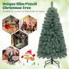 imageGoplus 75ft PreLit Blue Slim Pencil Christmas Tree Artificial Hinged Skinny Xmas Tree with 250 Warm White ampamp Multicolored LED Lights 9 Modes 724 Branch Tips Metal Stand Home Office DecorationBlue