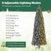 imageGoplus 75ft PreLit Blue Slim Pencil Christmas Tree Artificial Hinged Skinny Xmas Tree with 250 Warm White ampamp Multicolored LED Lights 9 Modes 724 Branch Tips Metal Stand Home Office DecorationBlue