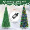 imageGoplus 75ft PreLit Blue Slim Pencil Christmas Tree Artificial Hinged Skinny Xmas Tree with 250 Warm White ampamp Multicolored LED Lights 9 Modes 724 Branch Tips Metal Stand Home Office DecorationGreen