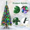imageGoplus 75ft PreLit Blue Slim Pencil Christmas Tree Artificial Hinged Skinny Xmas Tree with 250 Warm White ampamp Multicolored LED Lights 9 Modes 724 Branch Tips Metal Stand Home Office DecorationGreen