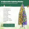 imageGoplus 75ft PreLit Blue Slim Pencil Christmas Tree Artificial Hinged Skinny Xmas Tree with 250 Warm White ampamp Multicolored LED Lights 9 Modes 724 Branch Tips Metal Stand Home Office DecorationBlue