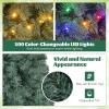 imageGoplus 75ft PreLit Blue Slim Pencil Christmas Tree Artificial Hinged Skinny Xmas Tree with 250 Warm White ampamp Multicolored LED Lights 9 Modes 724 Branch Tips Metal Stand Home Office DecorationBlue