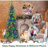 imageGoplus 75ft PreLit Blue Slim Pencil Christmas Tree Artificial Hinged Skinny Xmas Tree with 250 Warm White ampamp Multicolored LED Lights 9 Modes 724 Branch Tips Metal Stand Home Office DecorationGreen
