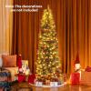 imageGoplus 75ft PreLit Blue Slim Pencil Christmas Tree Artificial Hinged Skinny Xmas Tree with 250 Warm White ampamp Multicolored LED Lights 9 Modes 724 Branch Tips Metal Stand Home Office DecorationBlue