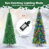 imageGoplus 75ft PreLit Blue Slim Pencil Christmas Tree Artificial Hinged Skinny Xmas Tree with 250 Warm White ampamp Multicolored LED Lights 9 Modes 724 Branch Tips Metal Stand Home Office DecorationGreen