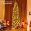 imageGoplus 75ft PreLit Blue Slim Pencil Christmas Tree Artificial Hinged Skinny Xmas Tree with 250 Warm White ampamp Multicolored LED Lights 9 Modes 724 Branch Tips Metal Stand Home Office DecorationBlue