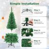 imageGoplus 75ft PreLit Blue Slim Pencil Christmas Tree Artificial Hinged Skinny Xmas Tree with 250 Warm White ampamp Multicolored LED Lights 9 Modes 724 Branch Tips Metal Stand Home Office DecorationGreen