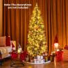 imageGoplus 75ft PreLit Blue Slim Pencil Christmas Tree Artificial Hinged Skinny Xmas Tree with 250 Warm White ampamp Multicolored LED Lights 9 Modes 724 Branch Tips Metal Stand Home Office DecorationBlue