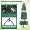 imageGoplus 75ft PreLit Blue Slim Pencil Christmas Tree Artificial Hinged Skinny Xmas Tree with 250 Warm White ampamp Multicolored LED Lights 9 Modes 724 Branch Tips Metal Stand Home Office DecorationBlue