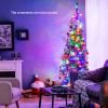 imageGoplus 75ft PreLit Blue Slim Pencil Christmas Tree Artificial Hinged Skinny Xmas Tree with 250 Warm White ampamp Multicolored LED Lights 9 Modes 724 Branch Tips Metal Stand Home Office DecorationGreen
