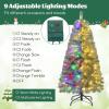 imageGoplus 75ft PreLit Blue Slim Pencil Christmas Tree Artificial Hinged Skinny Xmas Tree with 250 Warm White ampamp Multicolored LED Lights 9 Modes 724 Branch Tips Metal Stand Home Office DecorationBlue