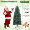 imageGoplus 75ft PreLit Blue Slim Pencil Christmas Tree Artificial Hinged Skinny Xmas Tree with 250 Warm White ampamp Multicolored LED Lights 9 Modes 724 Branch Tips Metal Stand Home Office DecorationBlue
