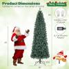 imageGoplus 75ft PreLit Blue Slim Pencil Christmas Tree Artificial Hinged Skinny Xmas Tree with 250 Warm White ampamp Multicolored LED Lights 9 Modes 724 Branch Tips Metal Stand Home Office DecorationBlue