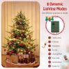 imageGoplus 7ft Prelit Artificial Christmas Tree Faux Hinged Xmas Tree with 340 Warm White LED Lights 1090 Branch Tips PE ampamp PVC Mixed Leaves for Holiday Home Office DecorationModel A6ft