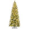 imageGoplus 6ft PreLit Pencil Christmas Tree Artificial Hinged Xmas Tree with 580 Flocked Frosted Tips 280 WarmWhite LED Lights Metal Stand Fake Slim Christmas Trees for Office Home Decoration75ft  Prelit