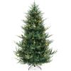 imageGoplus 7ft Prelit Artificial Christmas Tree Faux Hinged Xmas Tree with 340 Warm White LED Lights 1090 Branch Tips PE ampamp PVC Mixed Leaves for Holiday Home Office DecorationModel A7ft