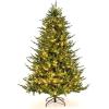 imageGoplus 7ft Prelit Artificial Christmas Tree Faux Hinged Xmas Tree with 340 Warm White LED Lights 1090 Branch Tips PE ampamp PVC Mixed Leaves for Holiday Home Office DecorationModel B6ft